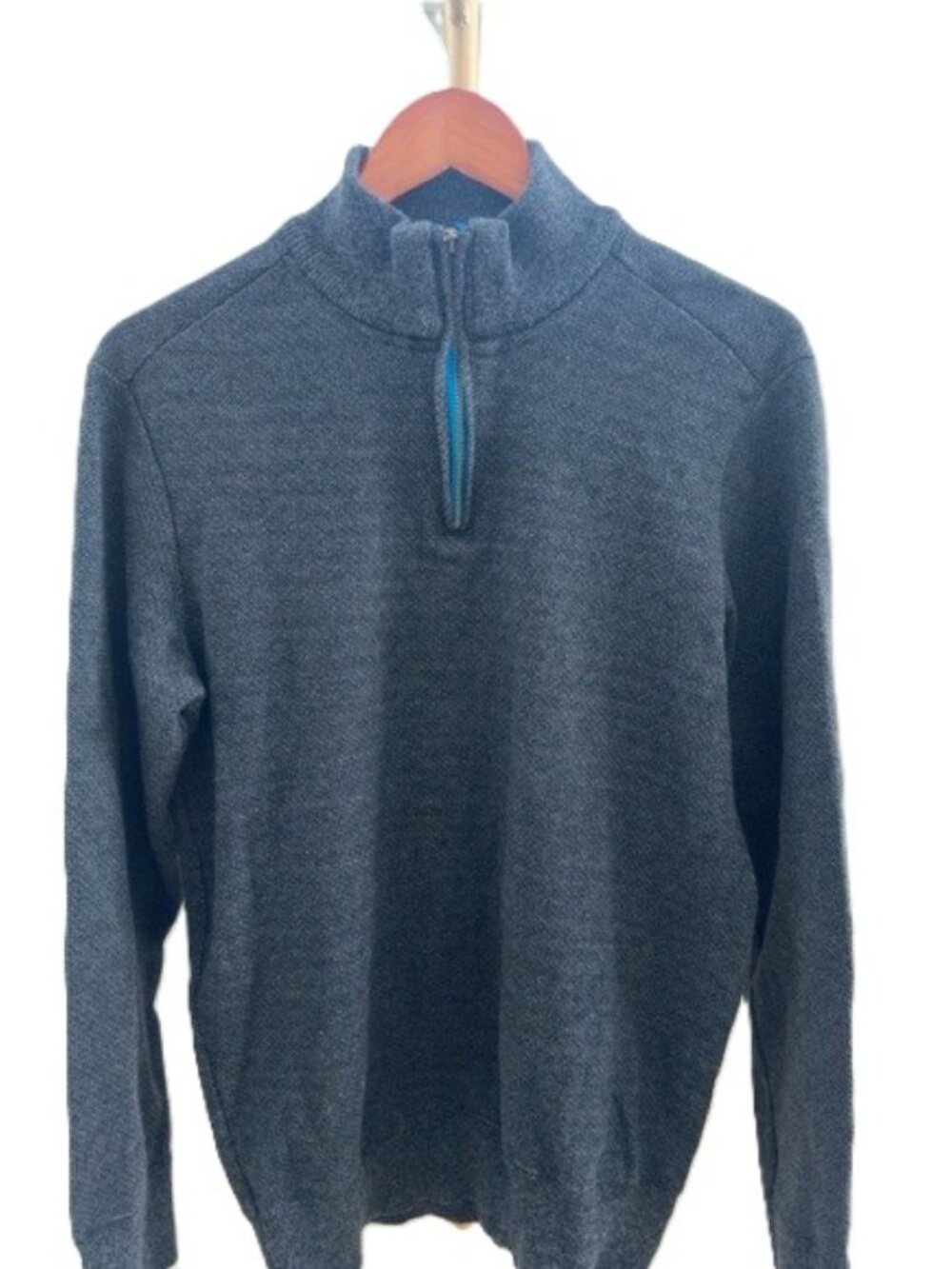 Robert Graham Quartet Half Zip Sweater Men's Large Grey Knit Pullover